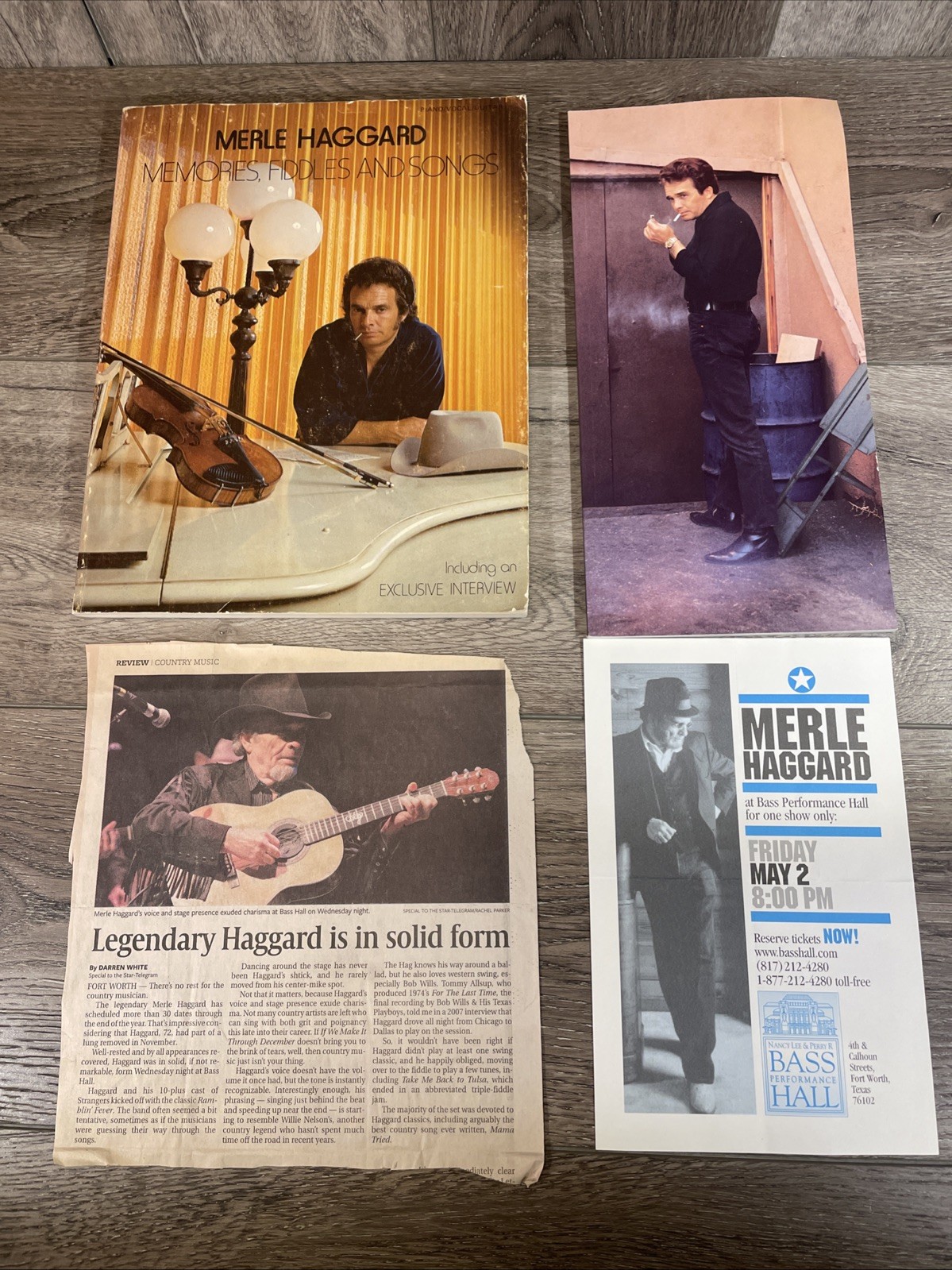 Merle Haggard Memorabilia Lot 1975 Songbook Photo Bass Hall Tx Ephemera