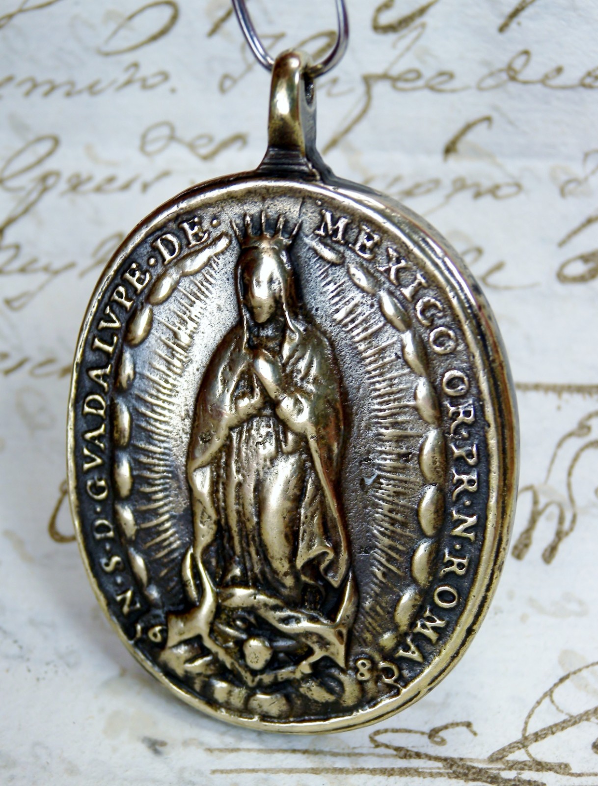 Antique 18th Century 1682 Our Lady of Guadalupe Saint Michael Archangel Medal