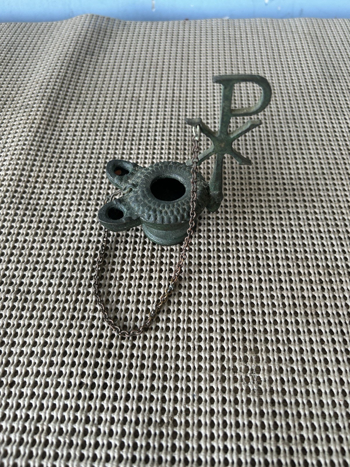 Antique Byzantine Mini Bronze Oil Lamp Antique Byzantine Mini Bronze Oil Lamp