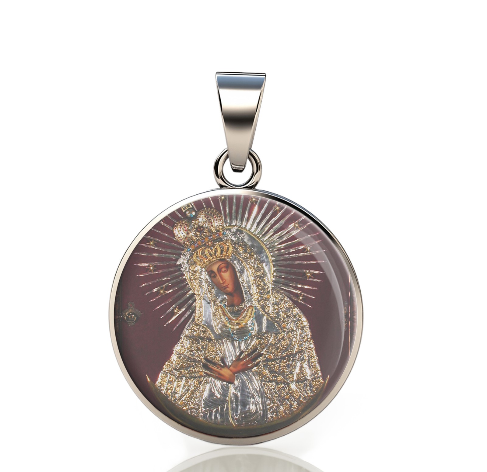 Our Lady Black Madonna De Vilnius 925 Sterling Silver Pendant Christian Medal