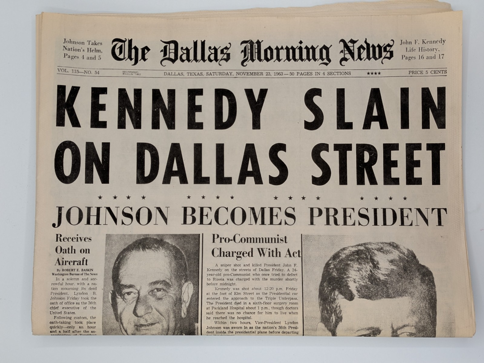 Original 1963 JFK Assassination Dallas Morning News Kennedy Slain Dallas Street Original 1963 JFK Assassination Dallas Morning News Kennedy Slain Dallas Street