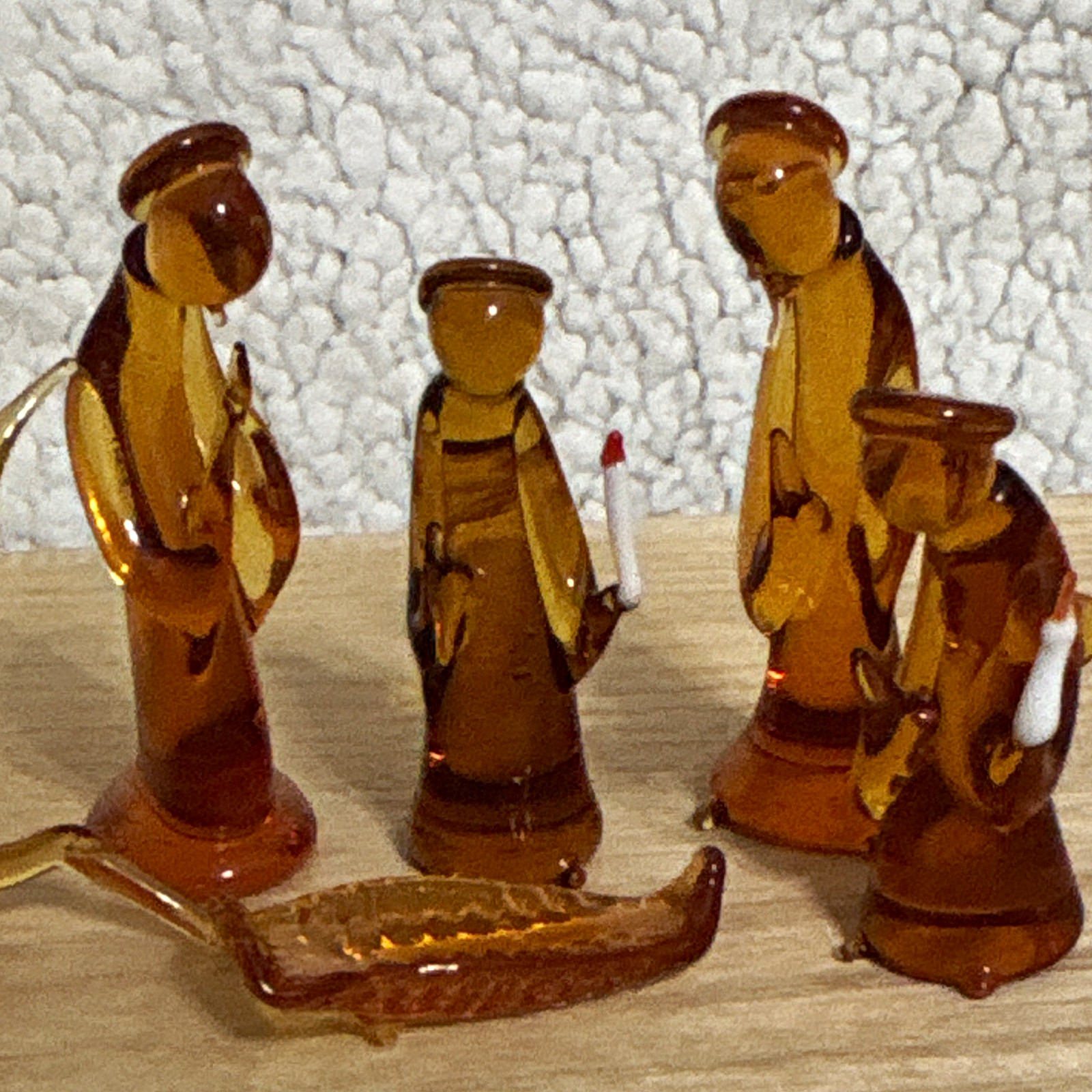 Vintage Amber Glass Nativity Set 7-Piece Mary Joseph Wise Men Donkey Horse As Is Vintage Amber Glass Nativity Set 7-Piece Mary Joseph Wise Men Donkey Horse As Is