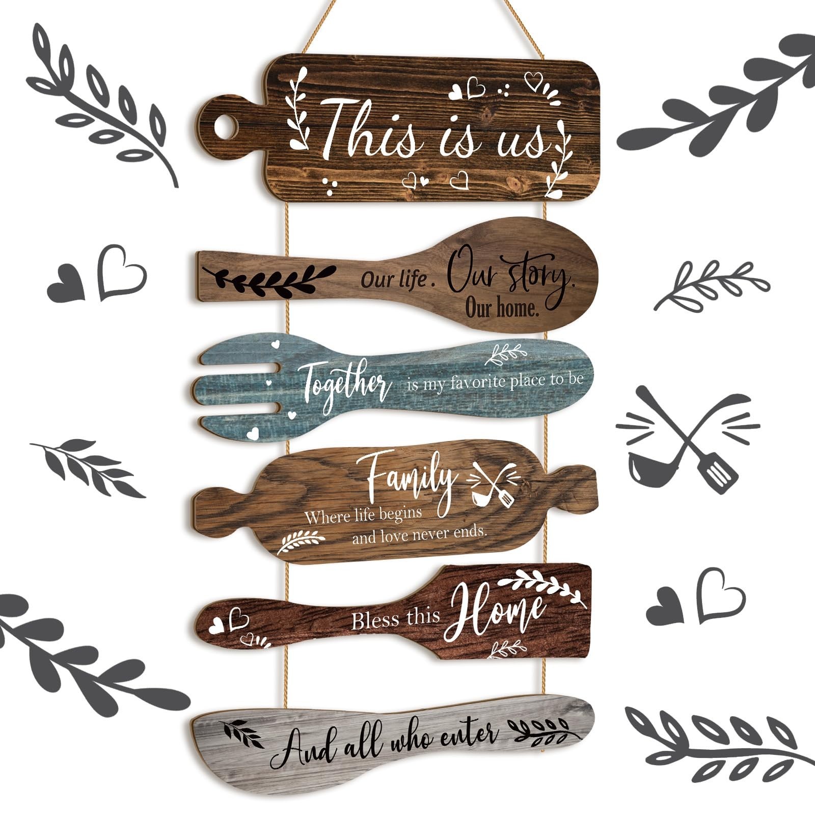 Geetery 6 Pieces Home Wall Signs This Is Us/Together/Family/Bless This Home W... Geetery 6 Pieces Home Wall Signs This Is Us/Together/Family/Bless This Home W...