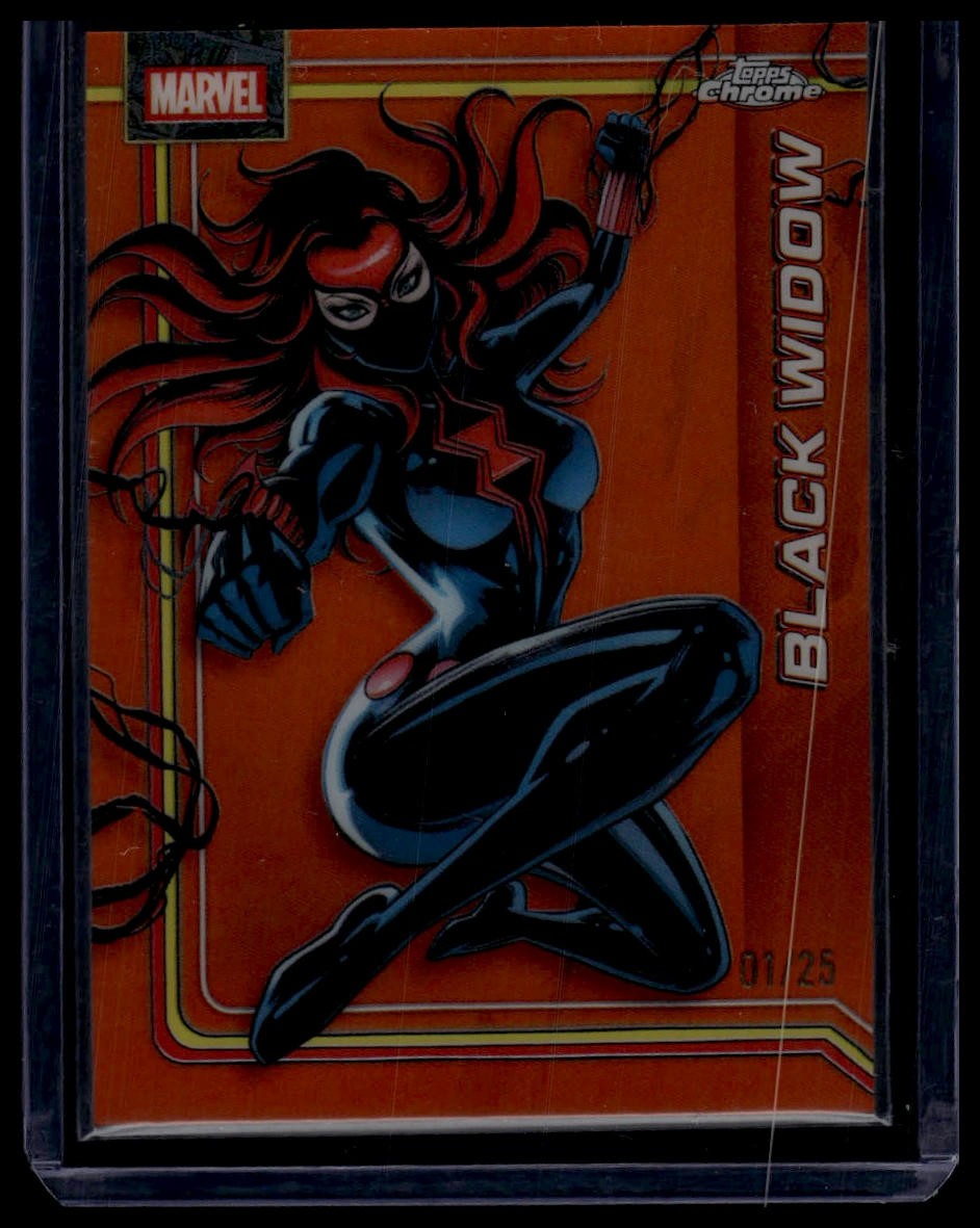 2026 Topps Chrome Marvel Comics #16 Black Widow Orange Refractor #/25