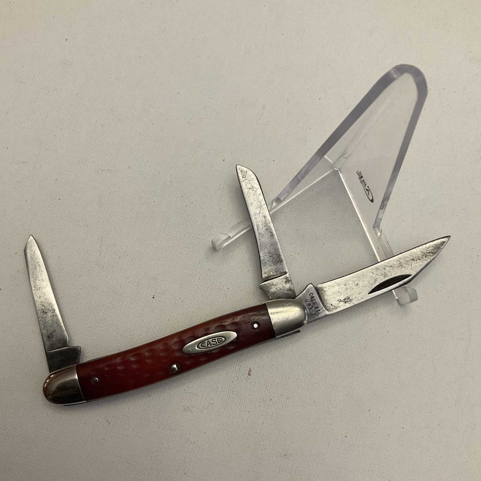 Vintage Case XX 6347 HP 3 Blade Stockman Red Jigged Bone 1965-1969 3 7/8”clsd Vintage Case XX 6347 HP 3 Blade Stockman Red Jigged Bone 1965-1969 3 7/8”clsd