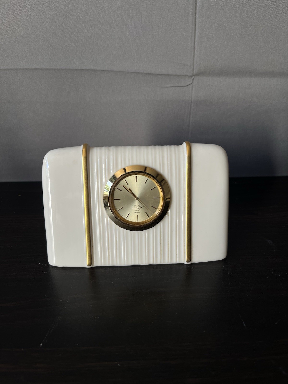Lenox Haverford Hall Quartz Clock Ivory Porcelain Gold Trim Vintage Lenox Haverford Hall Quartz Clock Ivory Porcelain Gold Trim Vintage