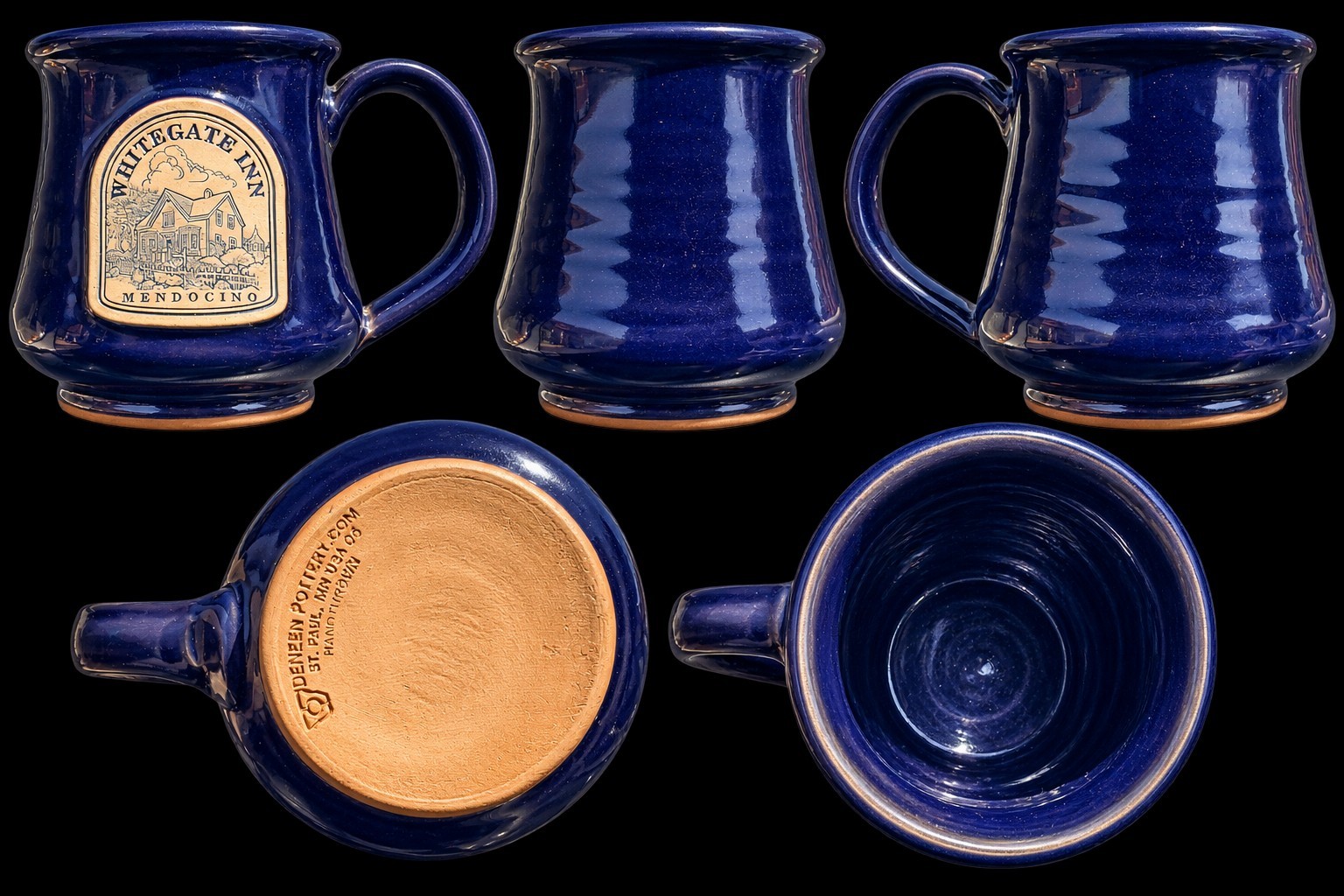 RARE Deneen Pottery Whitegate Inn Mendocino CA Cobalt Blue Hand Thrown Mug RARE Deneen Pottery Whitegate Inn Mendocino CA Cobalt Blue Hand Thrown Mug
