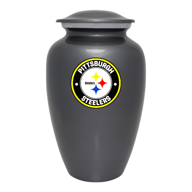 10.5'' Gray Pittsburgh Steeler Football Theme Cremation Funeral Ashes Urn w/Bag