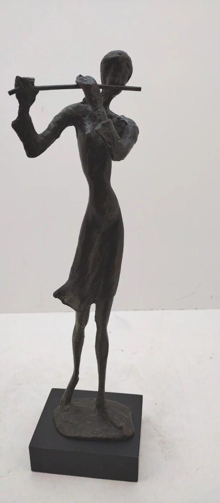 Alberto Giacometti Style Bronze Woman Flute Player  14 \