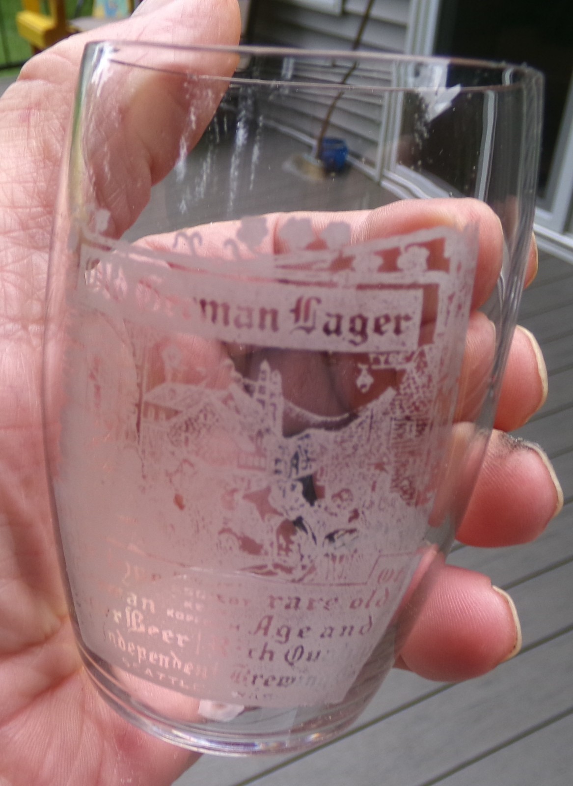 Nice 1905 Old German Lager Pre-prohibition Beer Etched  Glass Seattle Wash.
