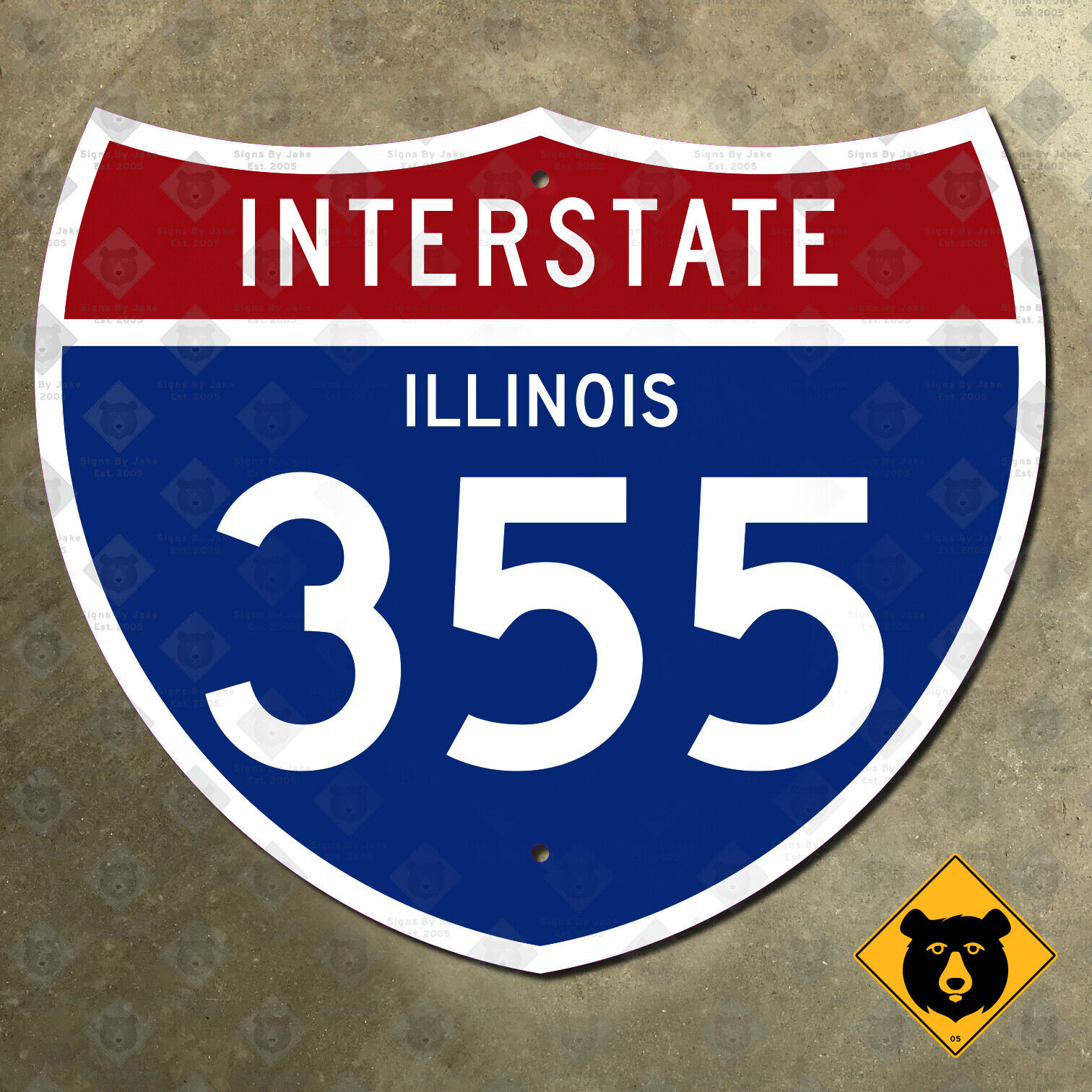 Illinois interstate route 355 highway marker 1961 road sign Chicago metro 21x18