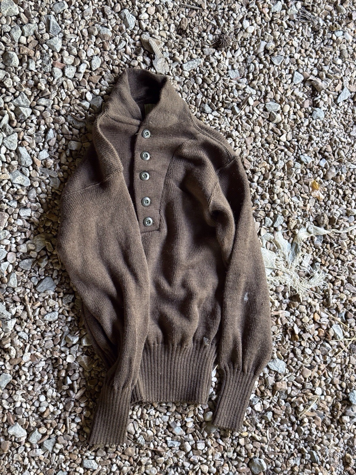Vintage US Military Wool Sweater 5-Button OD Green Army Issue Size Small Vintage US Military Wool Sweater 5-Button OD Green Army Issue Size Small