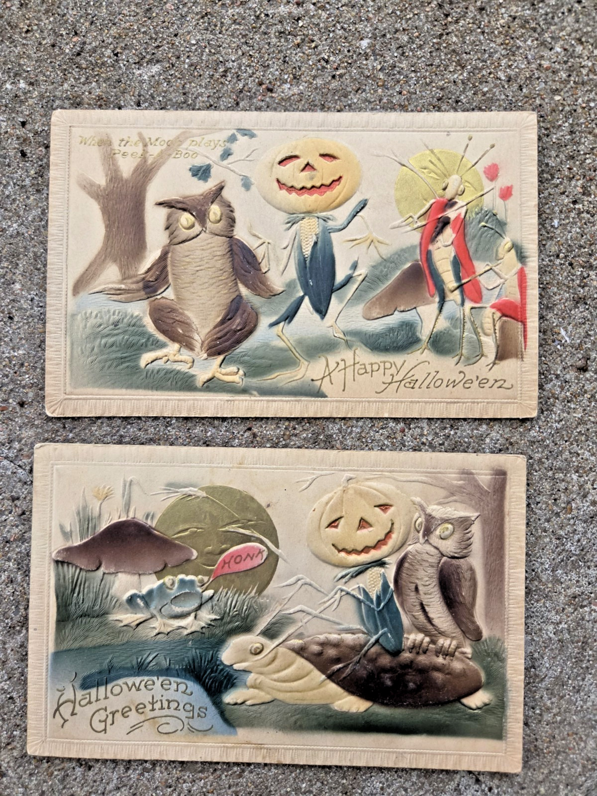 Lot Of 2 Rare Antique Dubuque Art Mfg 1909-1915 Halloween Pumpkin Postcards Lot Of 2 Rare Antique Dubuque Art Mfg 1909-1915 Halloween Pumpkin Postcards