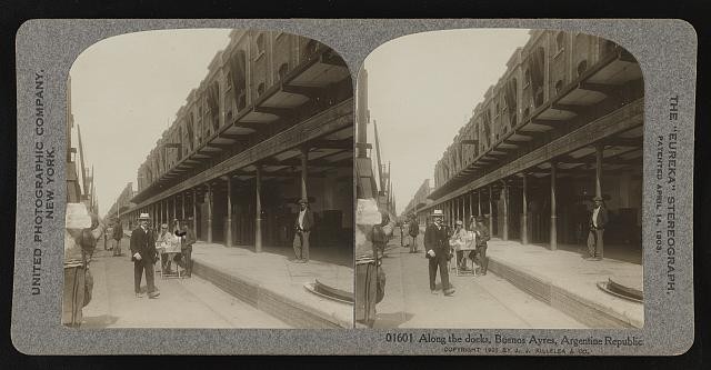 Photo:Buenos Aires Argentina 1900s Docks Street Scene Stereograph
