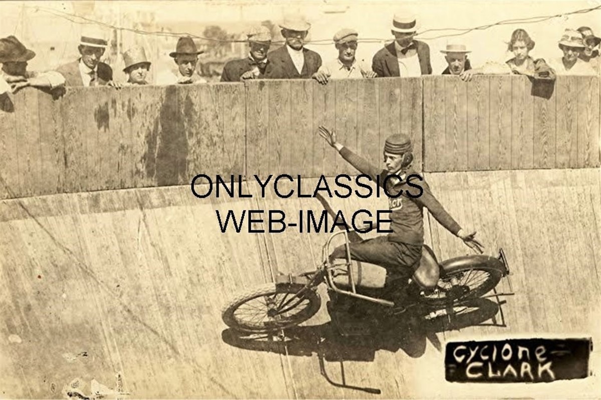 1909 DAREDEVIL CYCLONE CLARK WALL OF DEATH MOTORCYCLE 8X12 PHOTO CARNIVAL SHOW