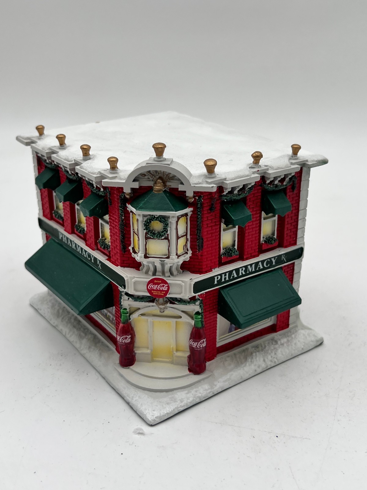 Coca-Cola Pharmacy 14-02276-008 Hawthorne Village Lighted Christmas Building COA Coca-Cola Pharmacy 14-02276-008 Hawthorne Village Lighted Christmas Building COA
