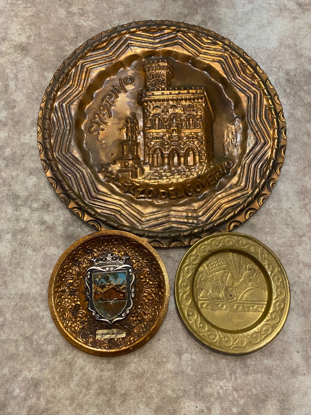 Vintage Souvenir Plates Lot 3pc - Torino Copper 12\ Vintage Souvenir Plates Lot 3pc - Torino Copper 12\