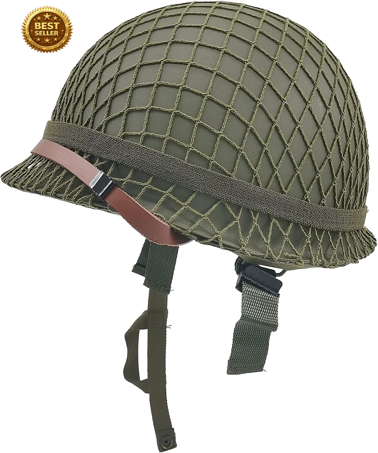 WWII US Army M1 Helmet, WW2 Gear, WW2 Helmet Metal Steel Shell Replica with Net/