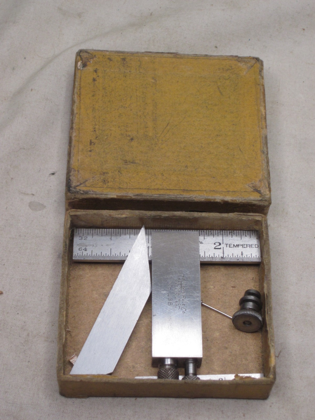 vintage Lufkin Rule Co. No. 138 Diemakers Square tool kit machinist measure set