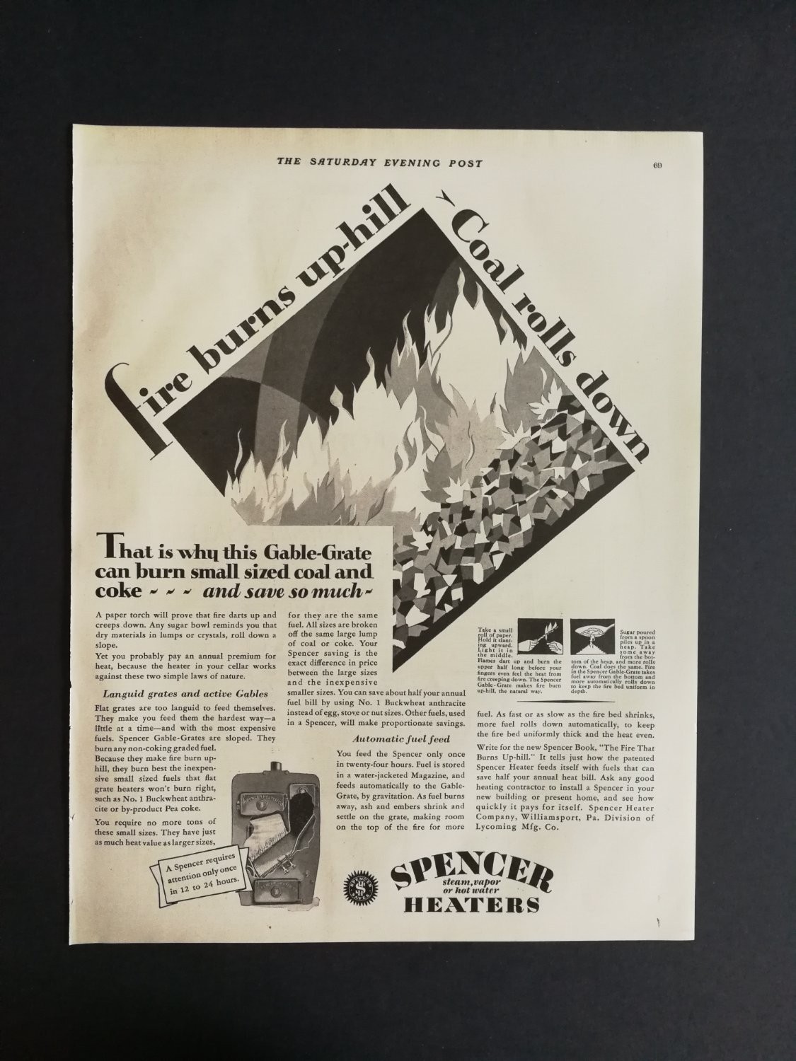 Spencer Heaters Gable-Grate 1928 Advertisement Full Page Print Ad 726 Spencer Heaters Gable-Grate 1928 Advertisement Full Page Print Ad 726