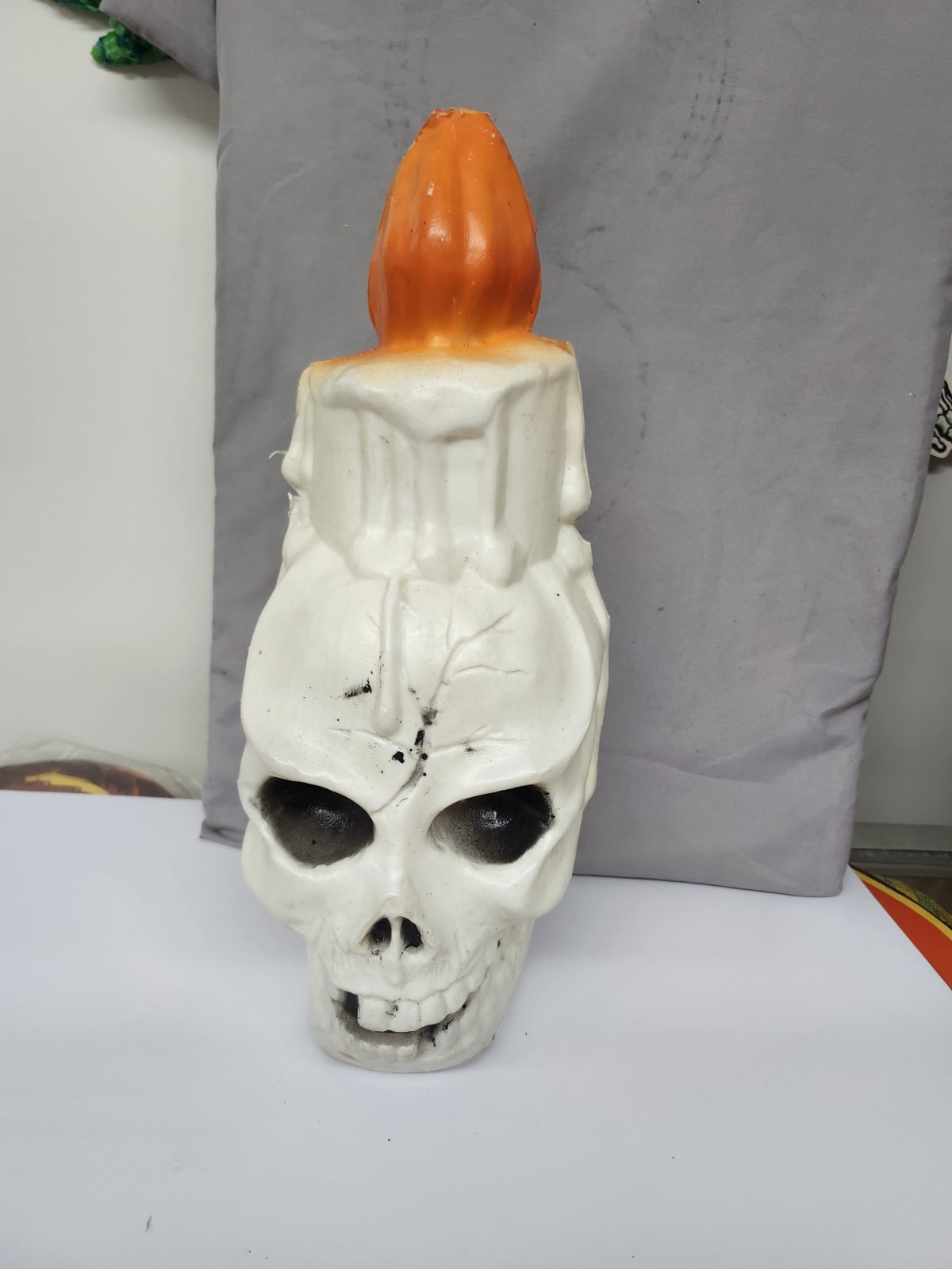 Rare Vintage Skull Candle Skeleton Halloween Blow Mold 13 1/2\ Rare Vintage Skull Candle Skeleton Halloween Blow Mold 13 1/2\
