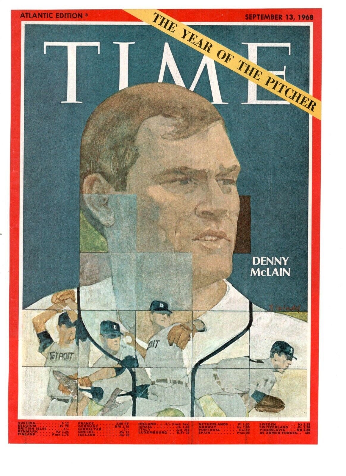 1968 Time Baseball Denny Mclain Only Cover Original Print Ready to Frame