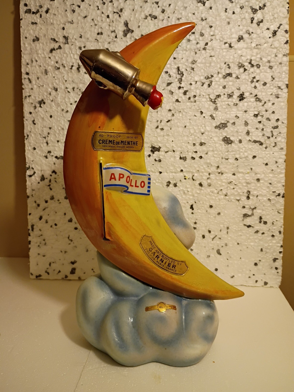 Vtg 1968 Rare Creme De Menthe Garnier Apollo Spaceship Moon Decanter France