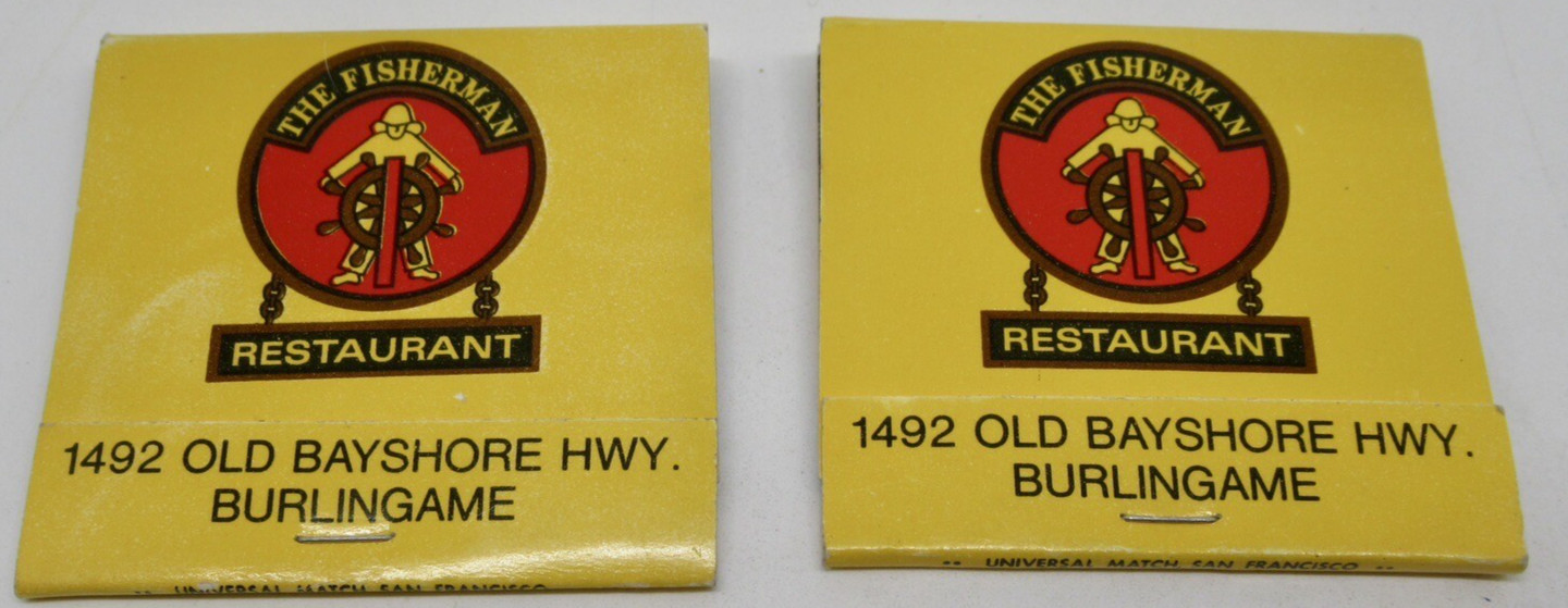 The Fisherman Restaurant Burlingame California Bayshore Hwy Matchbook LOT of Two The Fisherman Restaurant Burlingame California Bayshore Hwy Matchbook LOT of Two