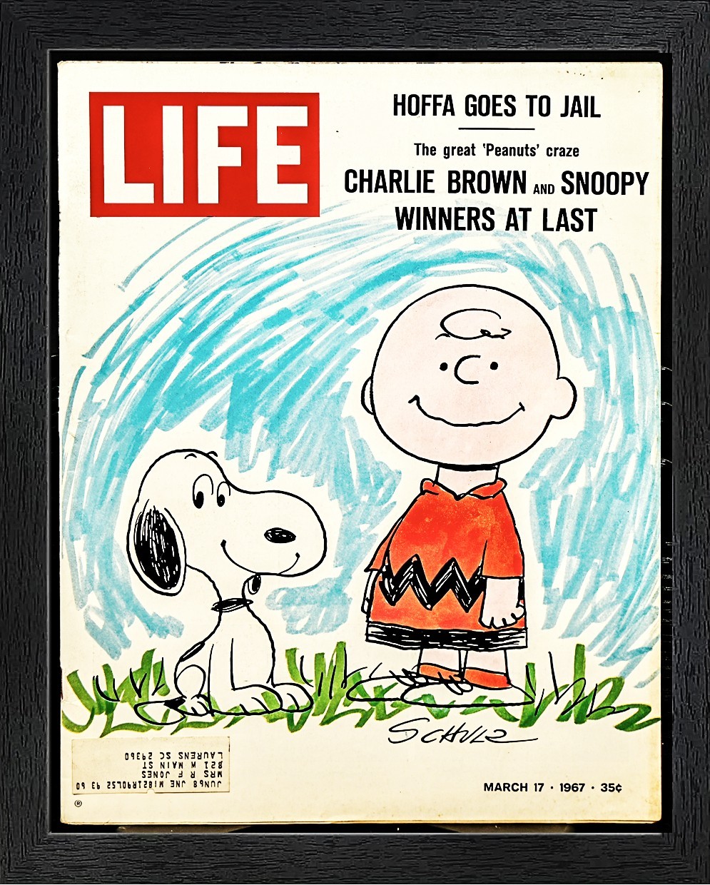 1967 LIFE Magazine Snoopy Charlie Brown Peanuts Charles Schulz Framed Wall Art