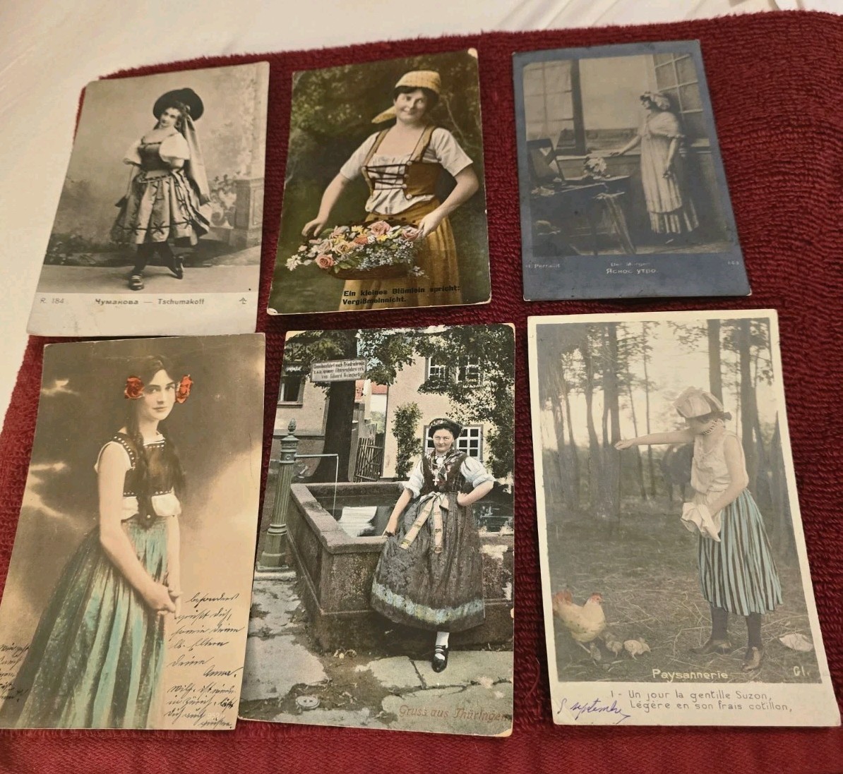 Lot Of 6 Antique European Women in Traditional Regional Folk Costumes Postcards Lot Of 6 Antique European Women in Traditional Regional Folk Costumes Postcards