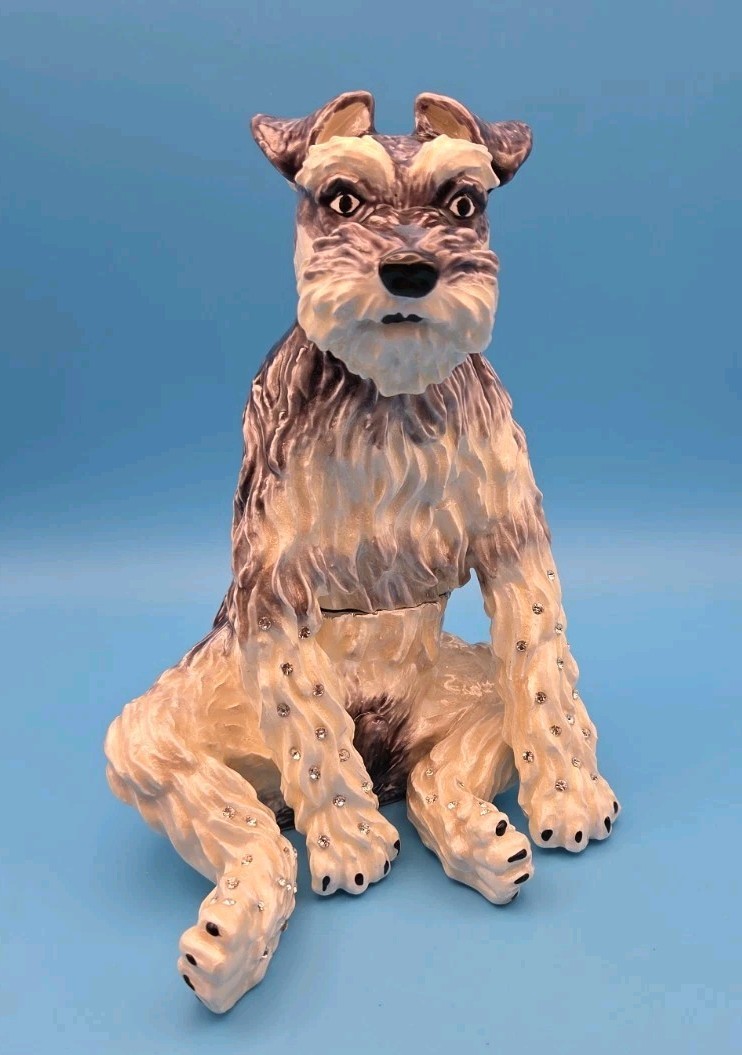 Keren Kopal Large White & Black Dog Trinket Box DX1415 Austrian Crystals 2018