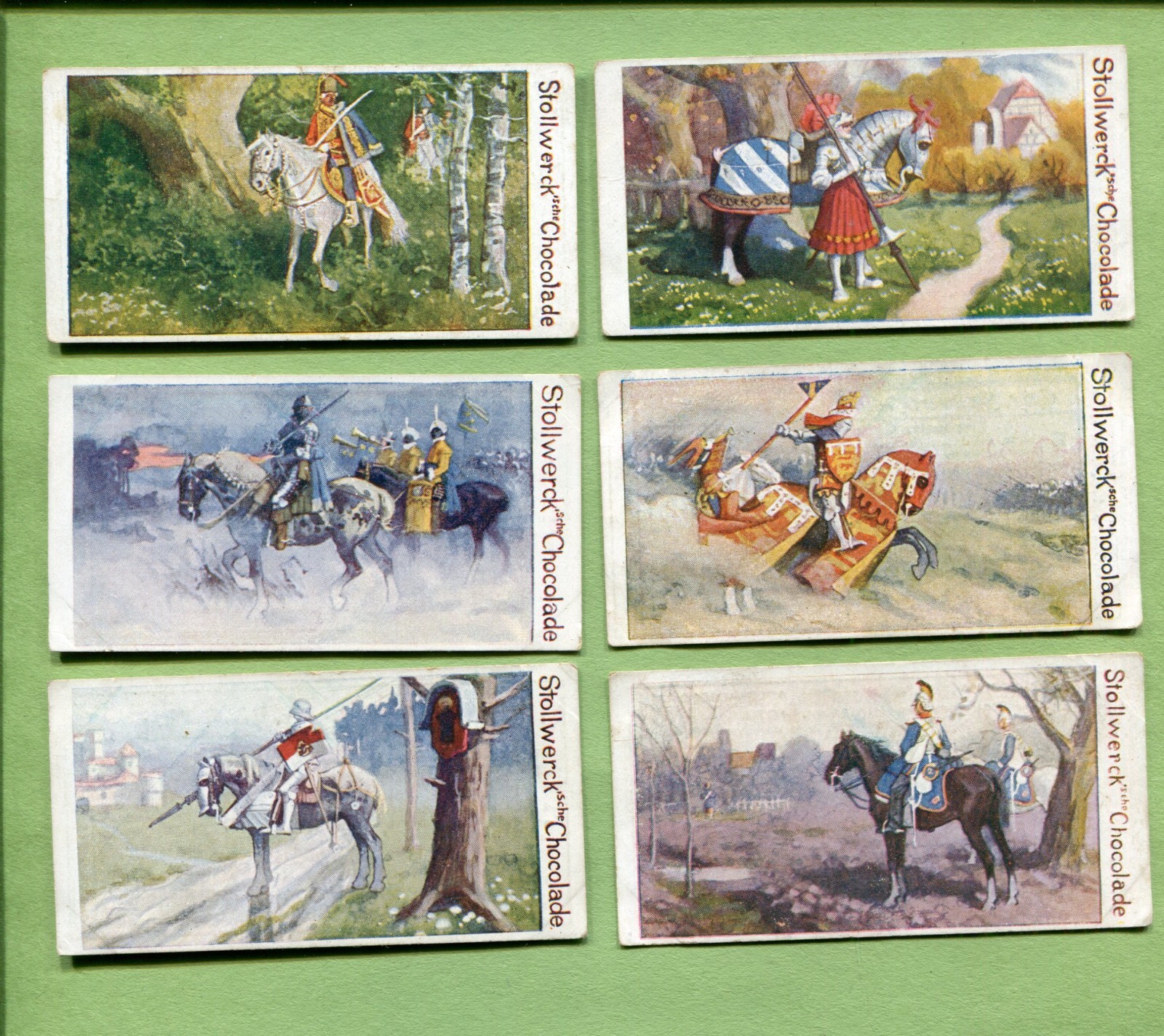 1899 STOLLWERCK'S CHOCOLADE VICTORIAN KNIGHTS BILD 6 DIFFERENT TOBACCO CARD LOT