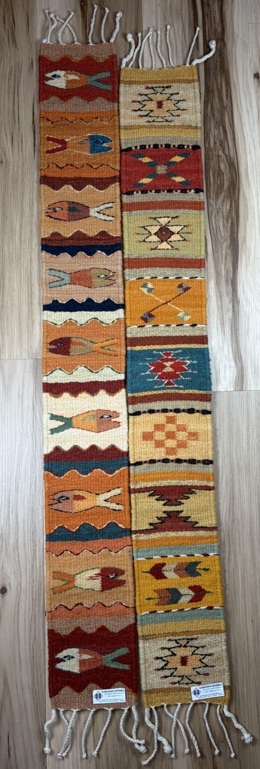 Lot of 2 Zapotec Handwoven Wool Table Runner Runners Southwest Gutierrez