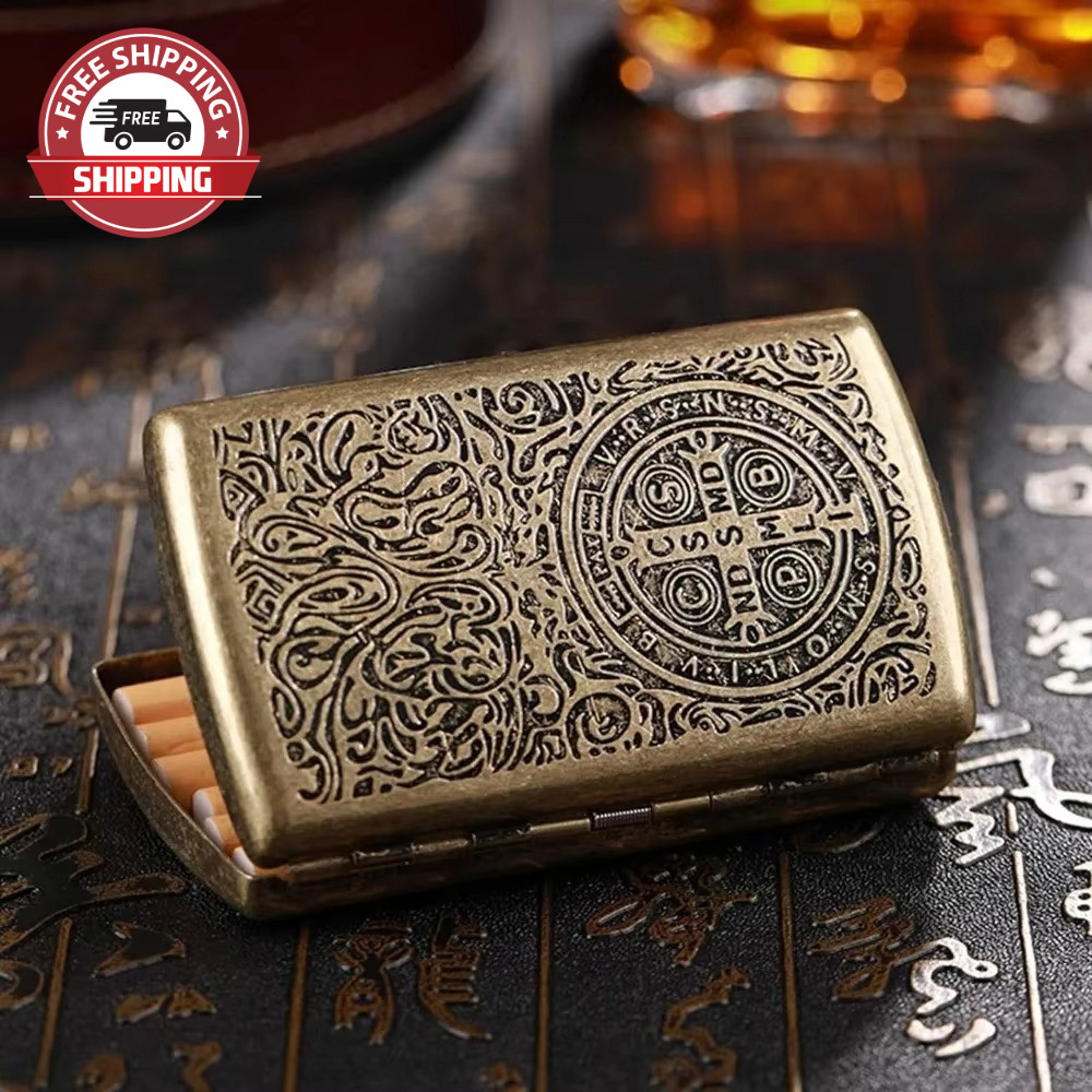 Retro Cigarette Case Constantine Pattern Metal Slim Portable Pocket Holder