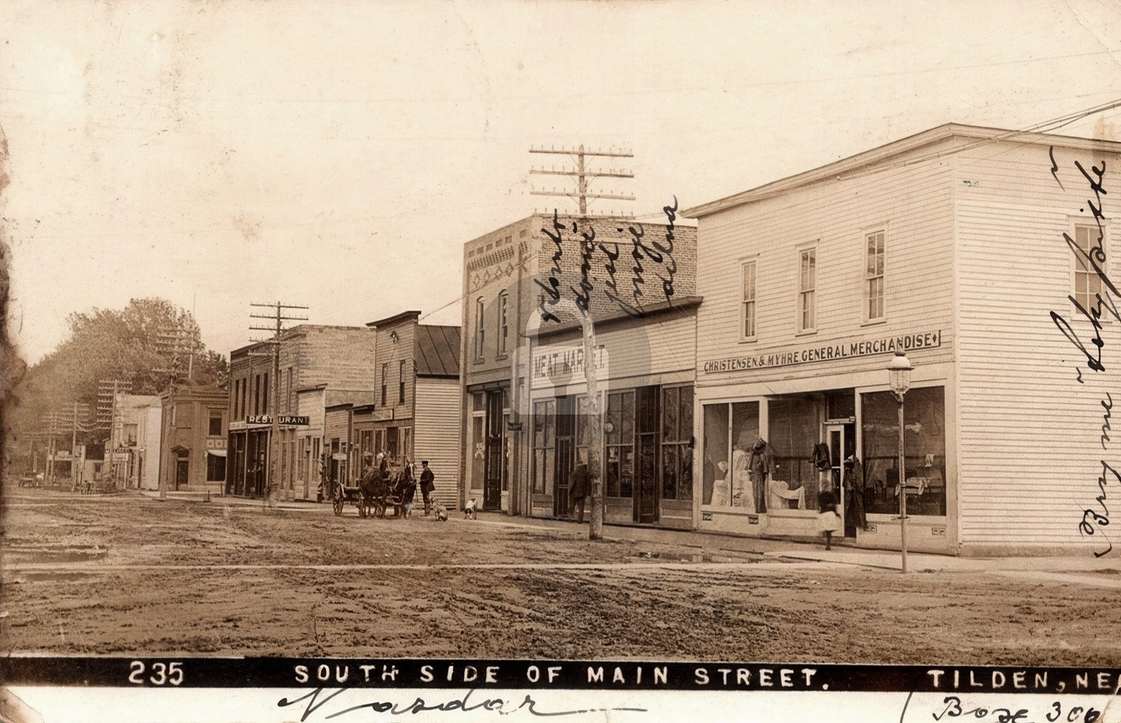 Tilden Nebraska Main Street View Butcher Bank Genreal Store RPPC Postcard COPY