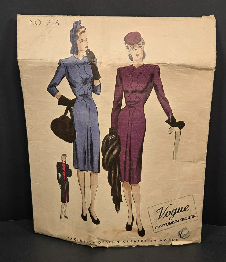 Vintage Original 1940s Vogue Couturier Design Sewing Pattern Dress# 356 Size 18 Vintage Original 1940s Vogue Couturier Design Sewing Pattern Dress# 356 Size 18