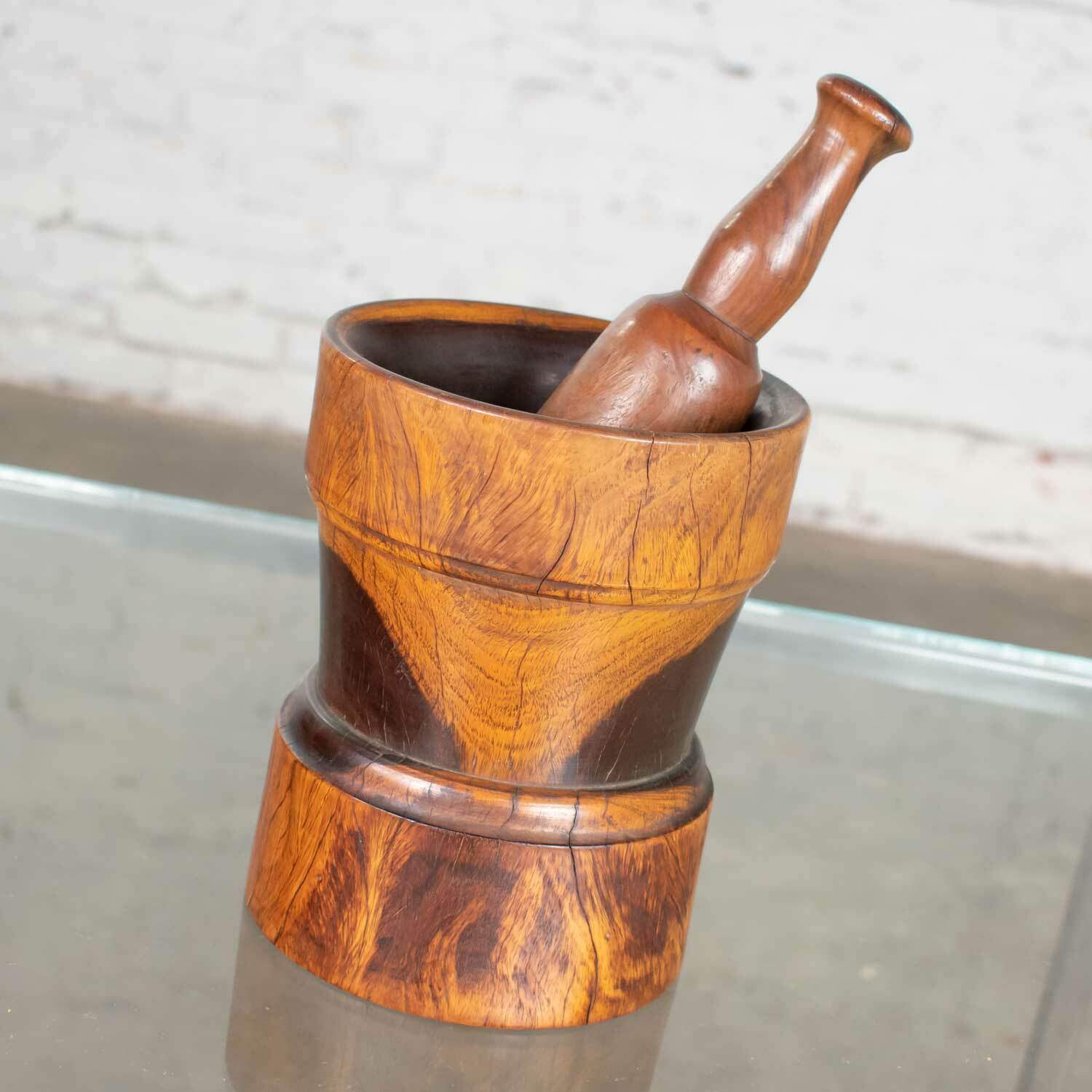 Vintage MCM Mortar and Pestle or Objet d\'Art Hand Turned Wood Vintage MCM Mortar and Pestle or Objet d\'Art Hand Turned Wood