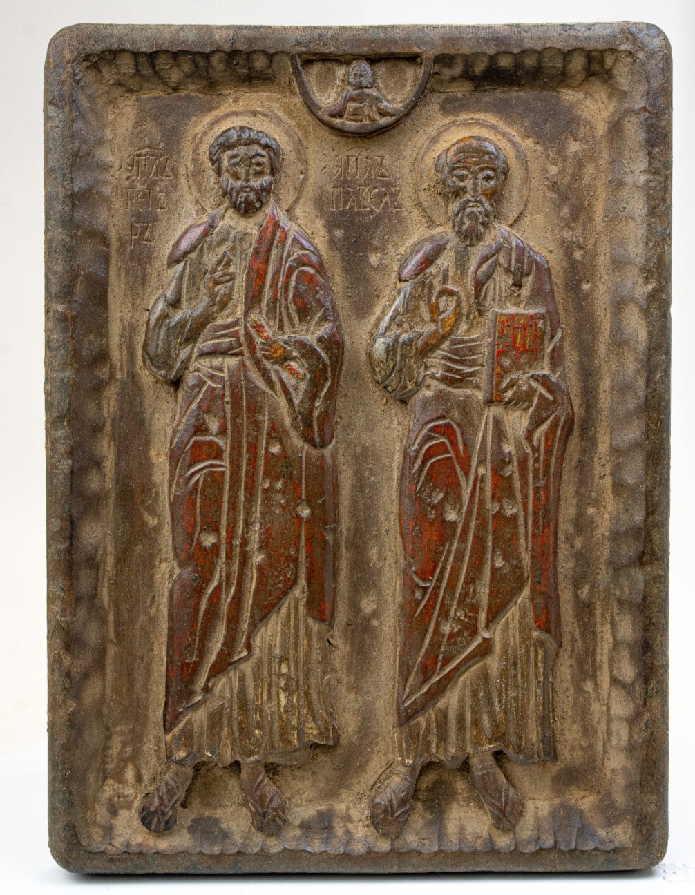 17th C. Antique Russian Saints Peter and Paul Icon Hand-Painted Wood with COA