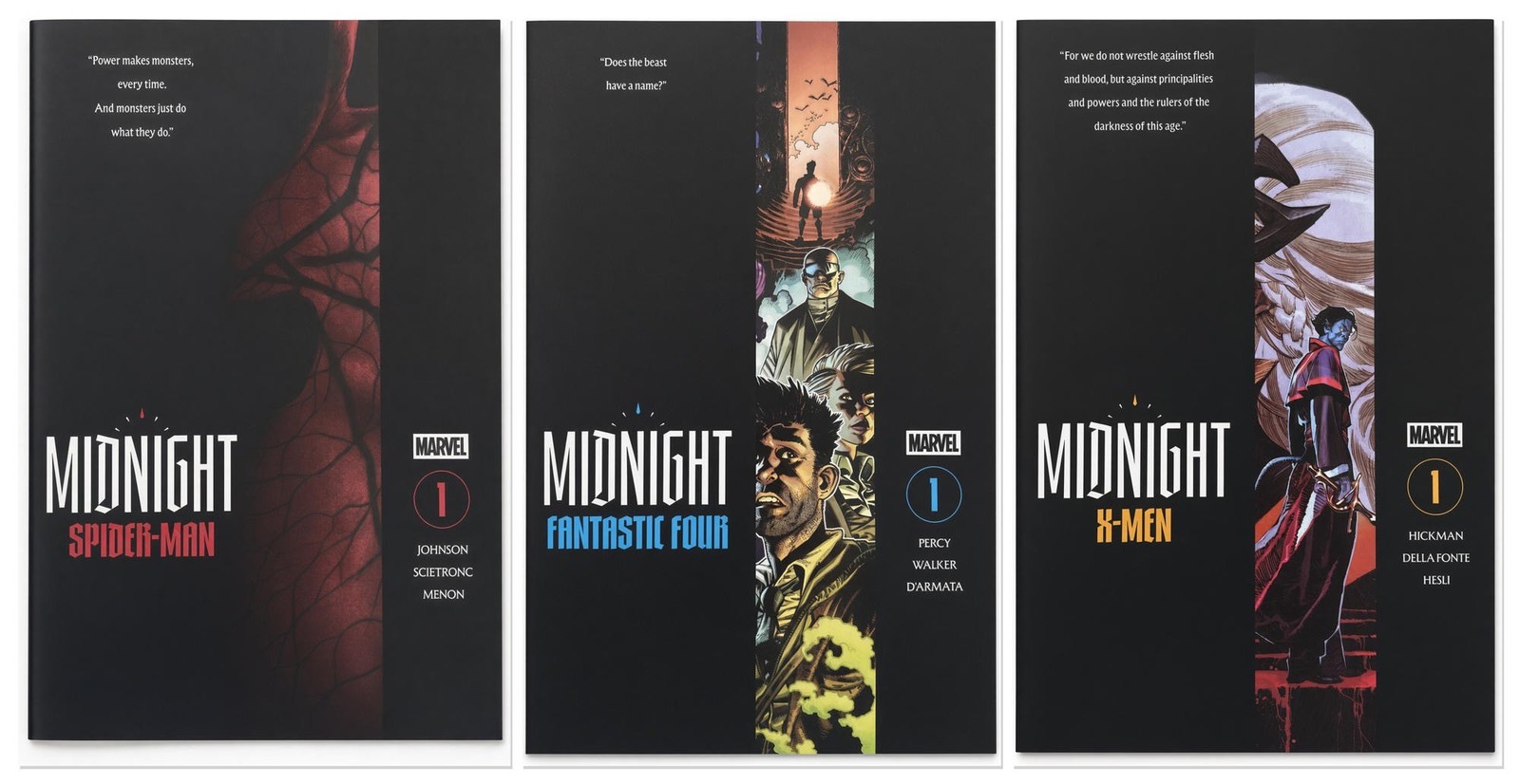 Midnight Spider-Man X-Men Fantastic Four #1 Cover A Marvel 3-Book Bundle Midnight Spider-Man X-Men Fantastic Four #1 Cover A Marvel 3-Book Bundle