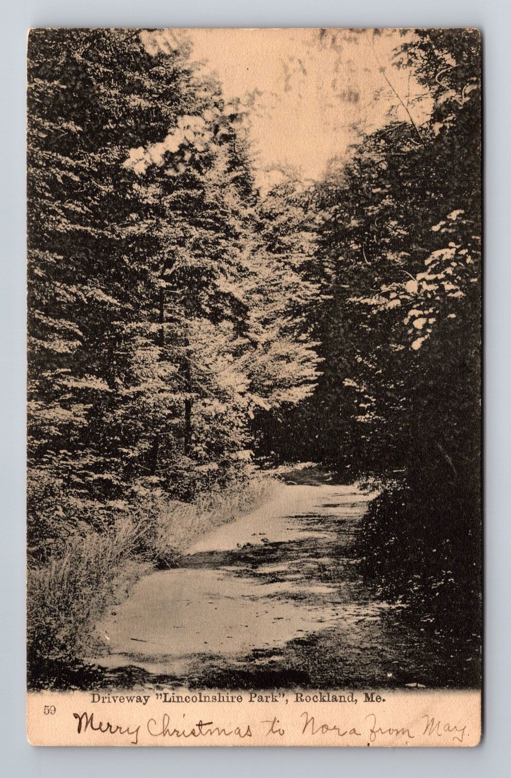 Rockland ME-Maine, Driveway, Lincolnshire Park, Antique, Vintage c1905 Postcard