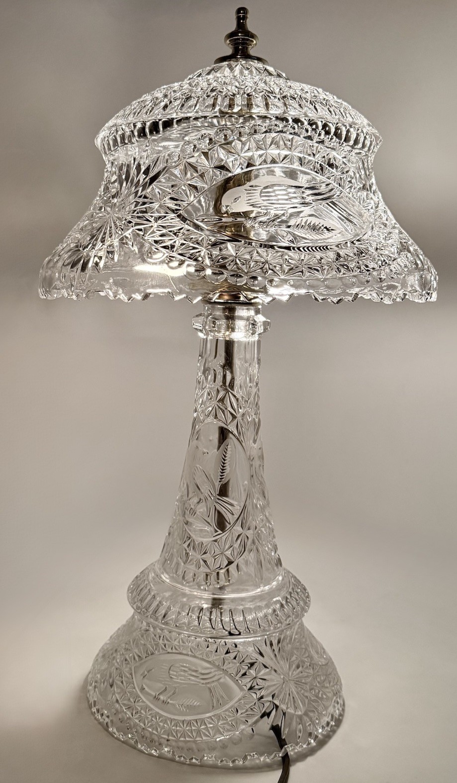 VTG Hofbauer “The Byrdes Collection” Cut Crystal Table Lamp Germany 18”T RARE VTG Hofbauer “The Byrdes Collection” Cut Crystal Table Lamp Germany 18”T RARE