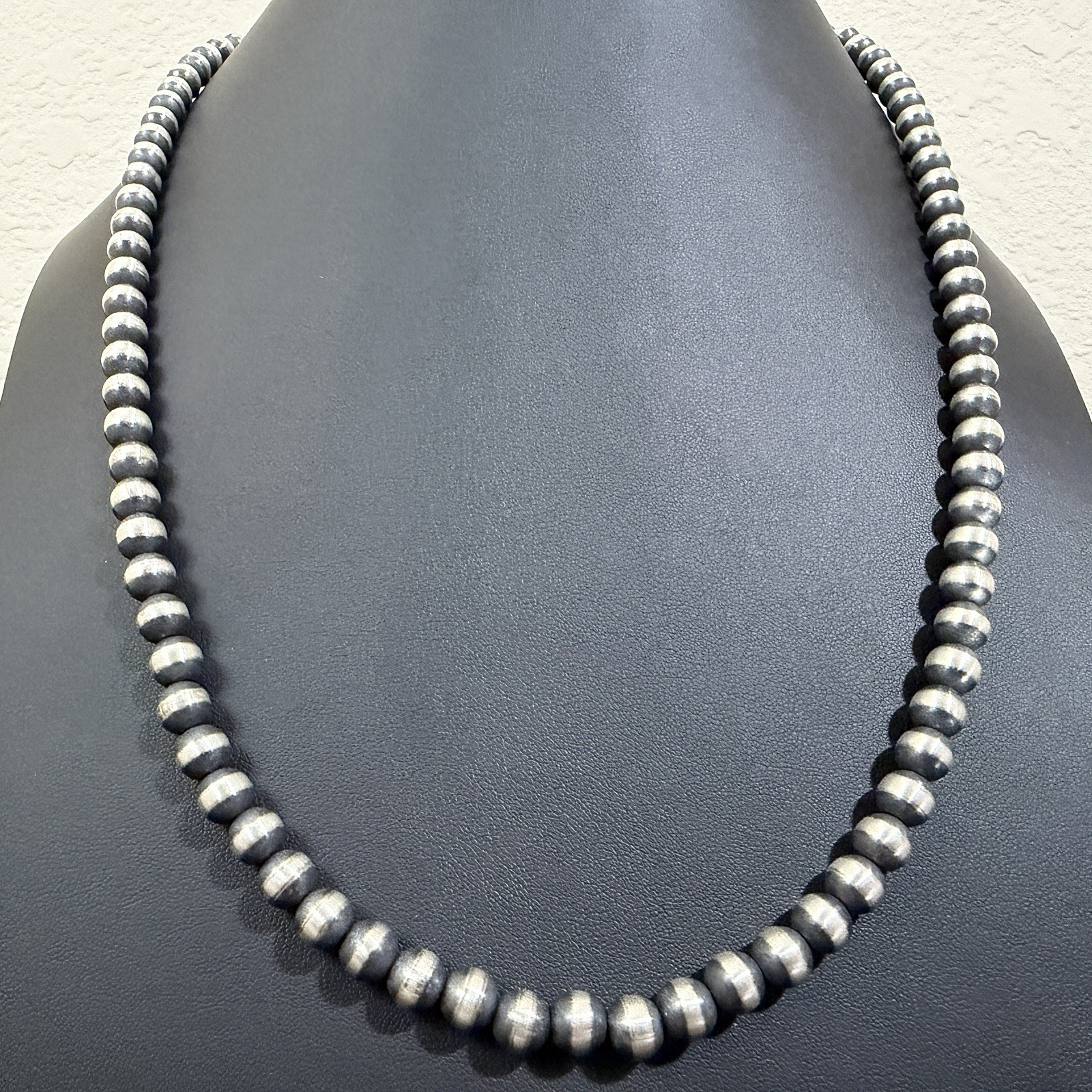 Sterling Silver 8mm Navajo Pearl 28” Necklace Native American Jewelry Sterling Silver 8mm Navajo Pearl 28” Necklace Native American Jewelry