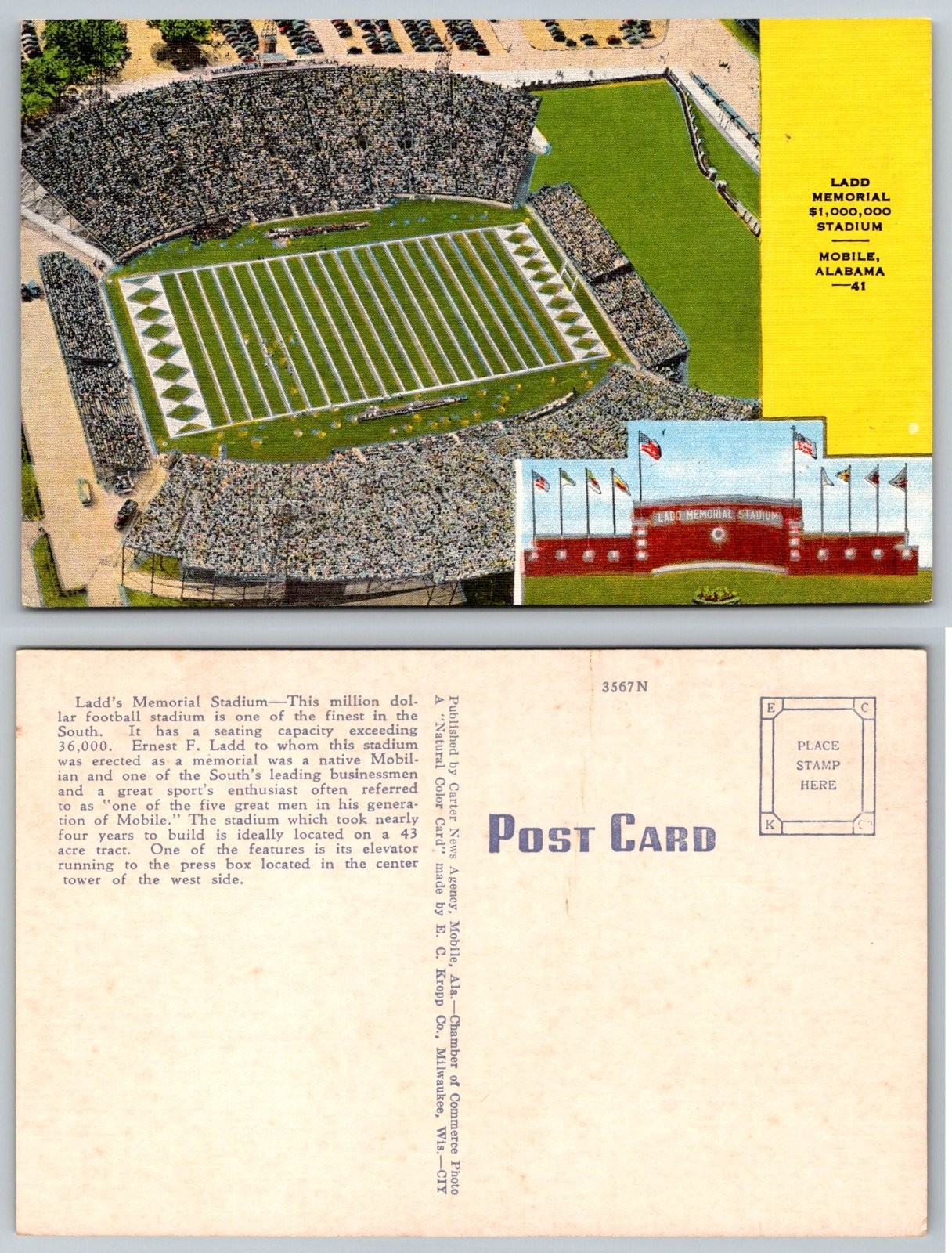 Standard Ladd Memorial Stadium Mobile Alabama Postcard