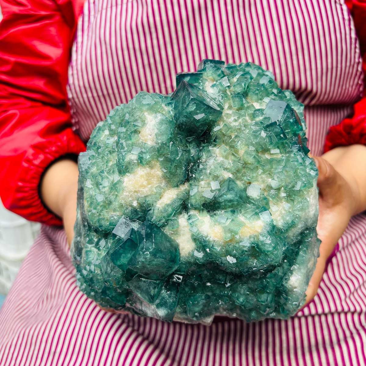 9.72LB Natural Fluorite Cluster Crystal Mineral Specimen Energy Reiki Healing
