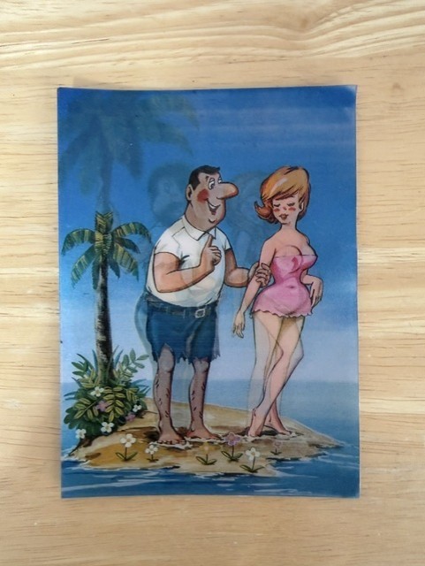 Vintage 1960s 3D Lenticular Risque Pinup Postcard Made In Japan-Wonder Company Vintage 1960s 3D Lenticular Risque Pinup Postcard Made In Japan-Wonder Company