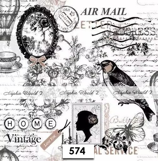 (574) TWO Paper LUNCHEON Decoupage Art Craft Napkins - VINTAGE POSTMARK SCRIPT (574) TWO Paper LUNCHEON Decoupage Art Craft Napkins - VINTAGE POSTMARK SCRIPT