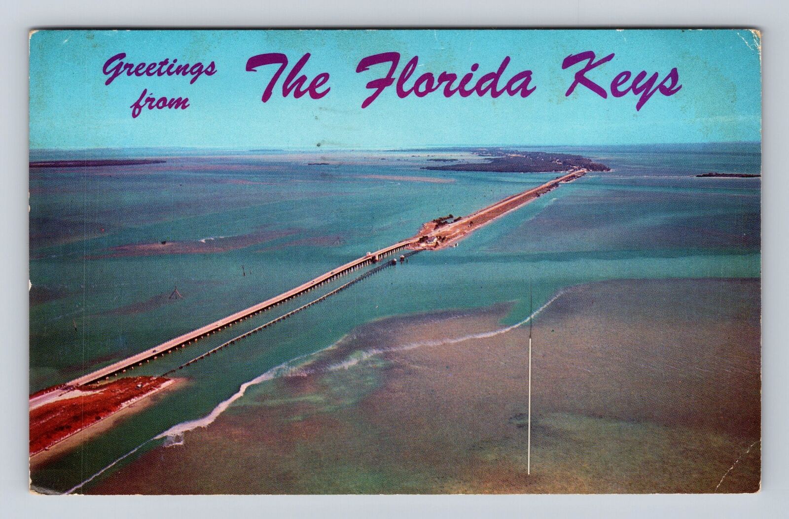 Islamorada FL-Florida, Aerial Key Bridge, Antique, Vintage c1968 Postcard