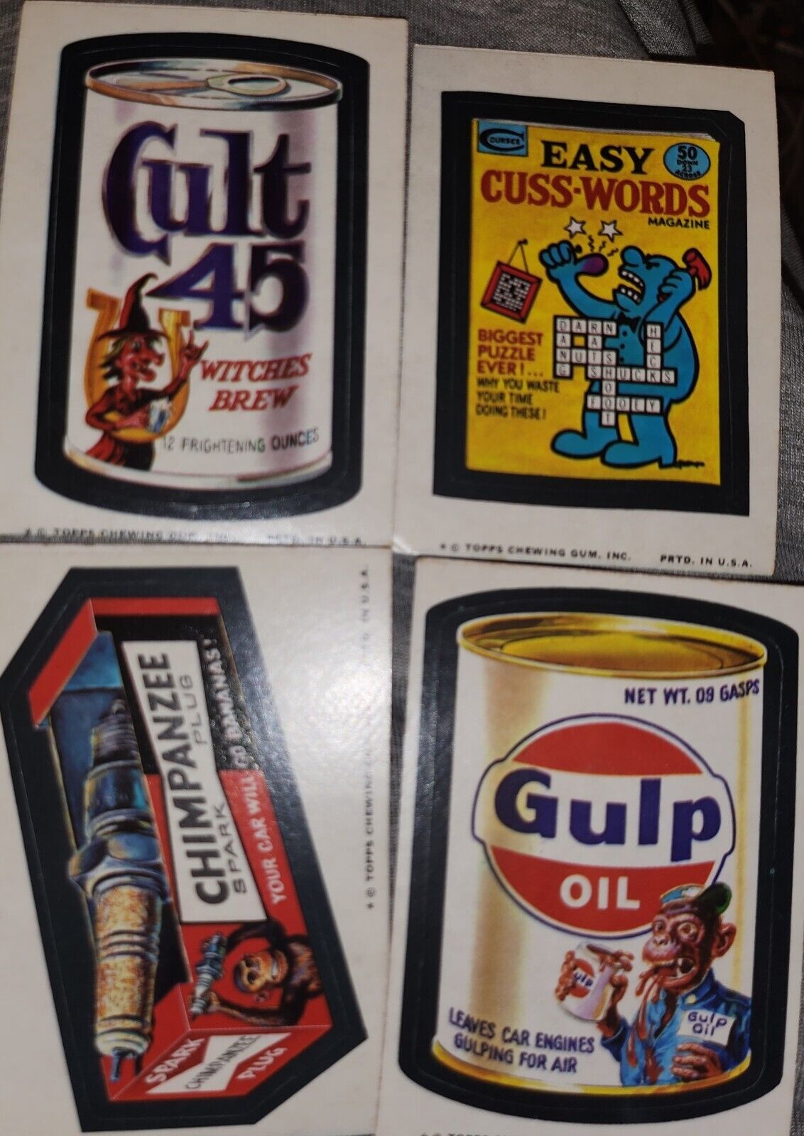 Vintage Topps Chewing Gum Inc - Wild Stickers (4 Total) Cards Printed In USA