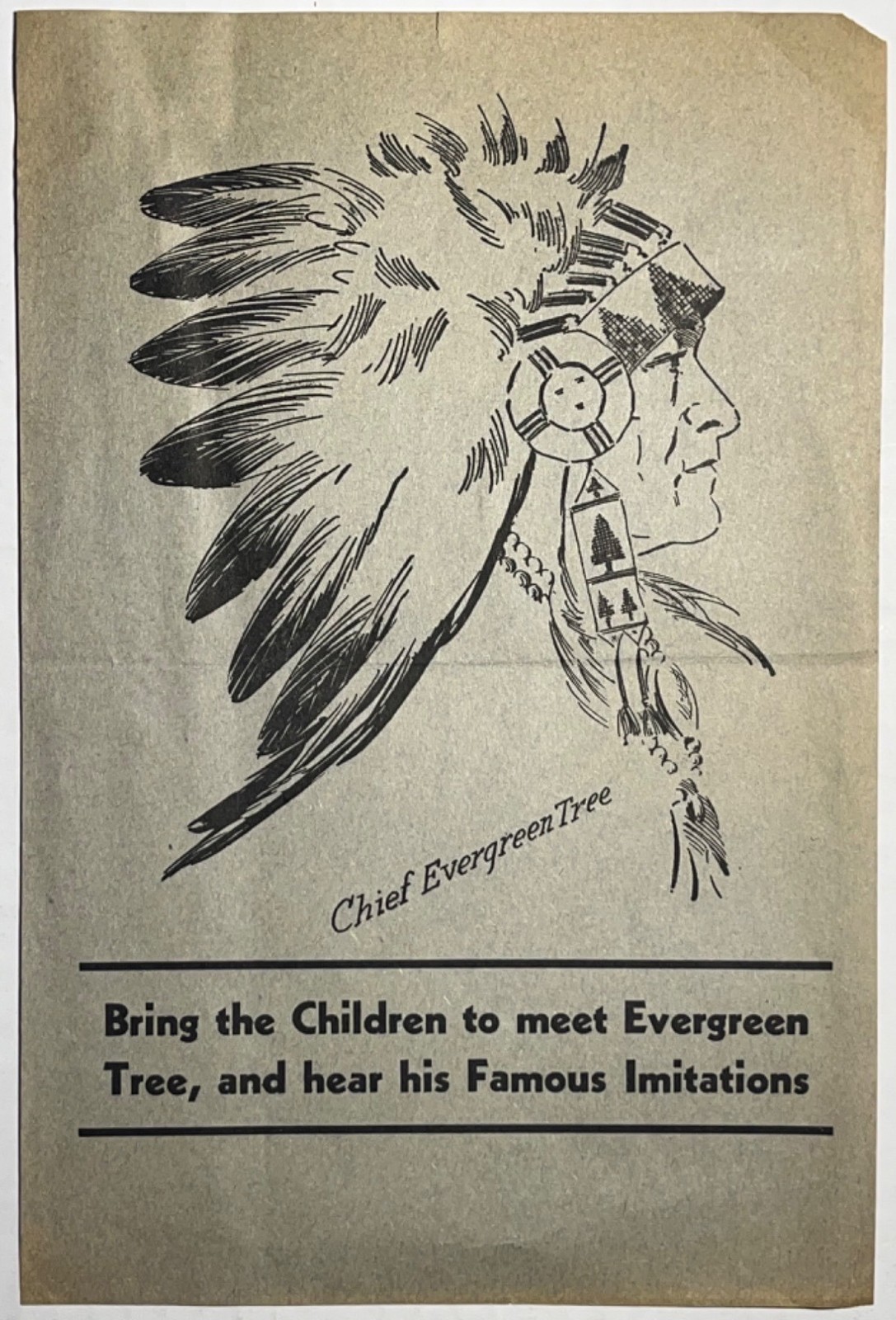 1933 American Indian Village Ad Chief Evergreen Tree Native American Worlds Fair
