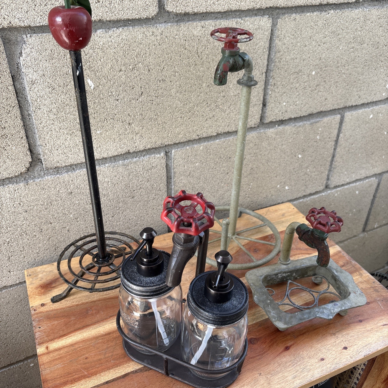 Vintage Metal Industrial Faucet/Spigot Novelty Candle Holders Multicolor Lot 3 Vintage Metal Industrial Faucet/Spigot Novelty Candle Holders Multicolor Lot 3